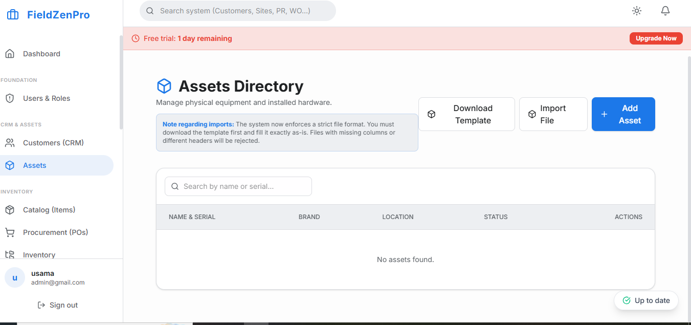 FieldZenPro Dashboard showing schedule and work orders